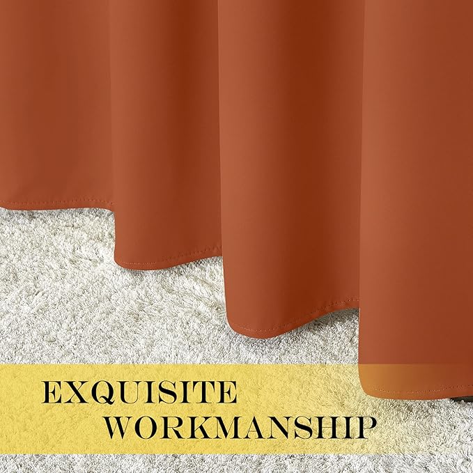 NICETOWN Blackout Curtain Drape for Bedroom - Light Reducing Thermal Insulated Solid Grommet Room Darkening Window Curtain 90 inches Long for Living Room (Burnt Orange, 1 Piece, W66 x L90)