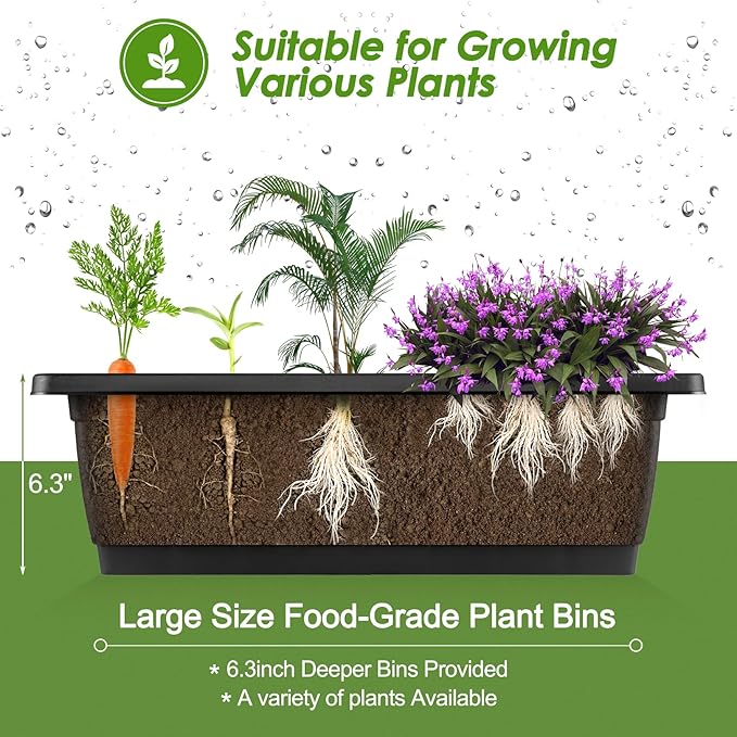 Suyncll Vertical Raised Garden Bed Planter Box, 5 Tiers Vertical Garden Planter with Drainage System and 4 Hooks for Plants Vegetables Flowers (Black with Wheels)