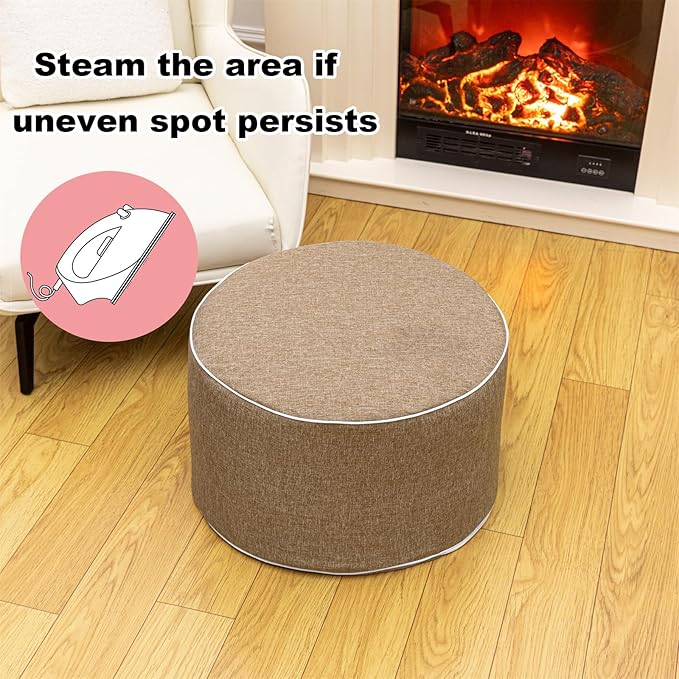 Outdoor Ottoman Outdoor Ottomans for Patio 19x12 Inches Modern Lightweight Foam Stuffed Pouf Outdoor Footstool Footrest Foot Stool Waterproof (Coffee)