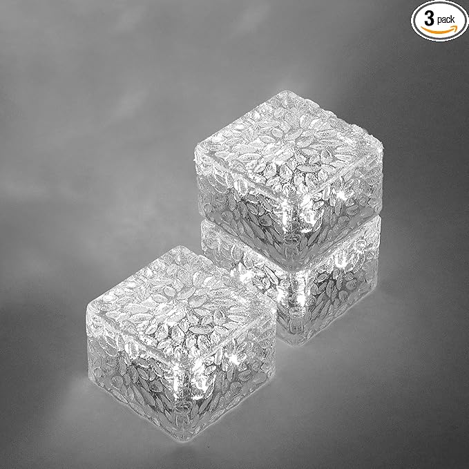 Solar Brick Lights-Outdoor Solar Lights for Yard-Solar Brick Landscape Path Light 3 Pack LED Light Brick Garden Decor for Pathway Patio Walkway Backyard Decoration
