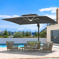 10 X 13 FT Cantilever Patio Umbrella with LED Lights Outdoor Heavy Duty Double Top Windproof Rectangle Offset Umbrellas with 360-degree Rotation for Pool Deck Backyard, Grey