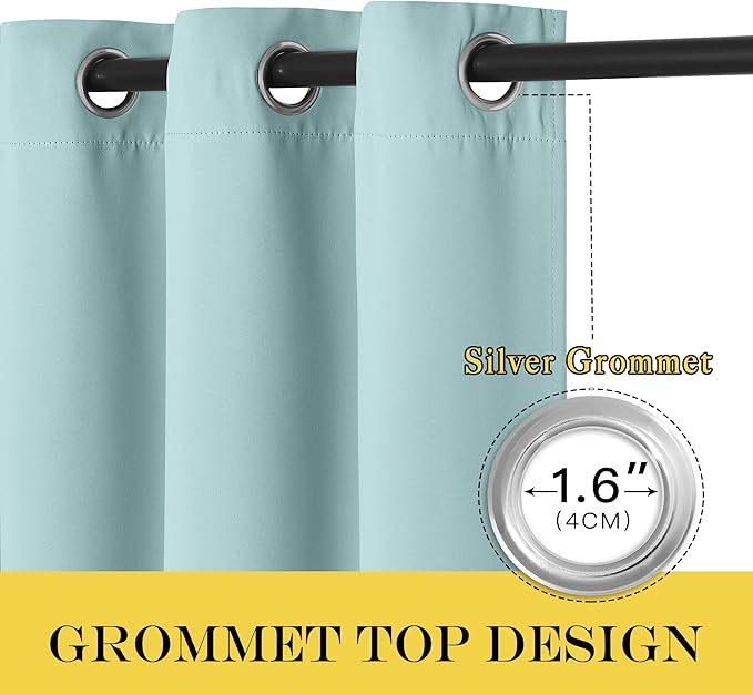 NICETOWN Sliding Door Curtain 84 inches Long, Grommet Privacy Darkening Window Treatment Sound Reducing Room Divider for Bedroom/Kids Room, 1 Panel, Sky Blue, W100 x L84