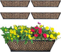 4 Pack 30" Railing Planter Window Box Deck Balcony Rail Planter Black Metal Flower Basket Horse Trough Planter with Coco Fiber Liner for Porch Fence Patio Outdoor