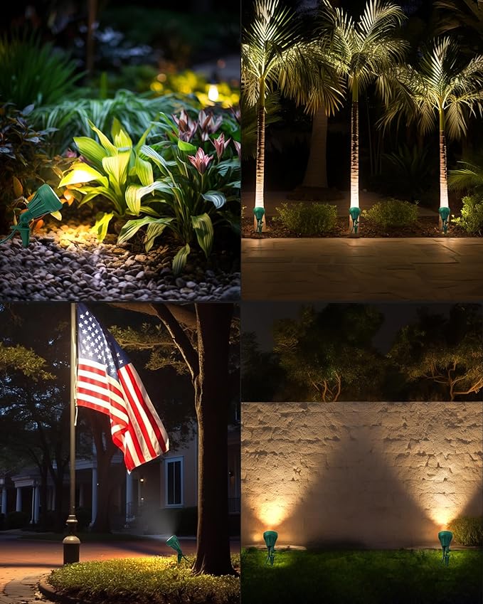 DEWENWILS 120V Spotlight Outdoor, 500LM Waterproof LED Spot Light with 3 Extra Lenses (Red Yellow Green), Landscape Lighting for Holiday, Trees, Flag, 5FT Extension Cord, UL Listed