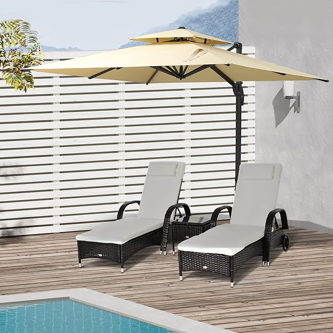 Outsunny 10ft Offset Patio Umbrella, Hanging Cantilever Umbrella, Square Shape, Aluminum Cross Base, Tilt, 360-Degree Rotation