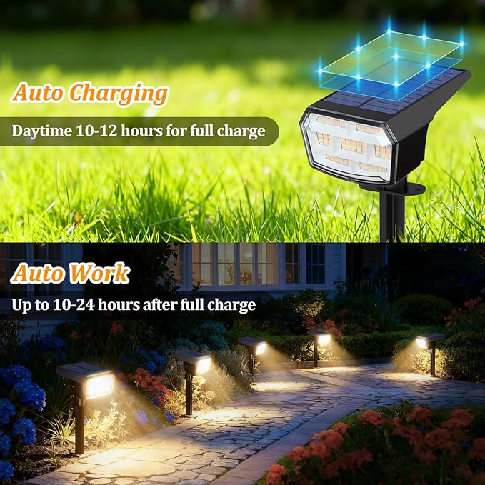 Sucolite 8-Pack Solar Spot Lights Outdoor Waterproof IP65, 3 Lighting Modes 2-in-1 Solar Landscape Spotlights for Yard, 59 LED Solar Powered Wall Lights for Garden Pathway Driveway Walkway, Warm White