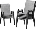 UDPATIO Patio Chairs Set of 8, Stackable Outdoor Dining Chairs with High Back, Breathable Textilene Fabric Outdoor Chair All Weather, 350LBS Capacity for Garden, Backyard (Light Grey)