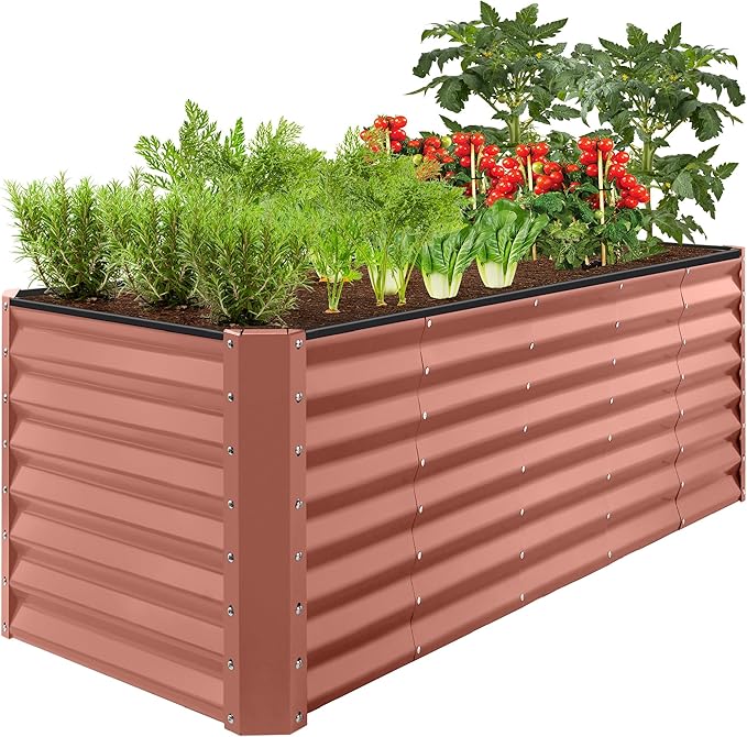 Best Choice Products 8x2x2ft Raised Outdoor Metal Garden Bed, Deep Root Box Planter for Vegetables, Flowers, Herbs, 240 Gallon Capacity, 100% Non Toxic Materials - Terracotta