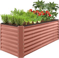 Best Choice Products 8x2x2ft Raised Outdoor Metal Garden Bed, Deep Root Box Planter for Vegetables, Flowers, Herbs, 240 Gallon Capacity, 100% Non Toxic Materials - Terracotta
