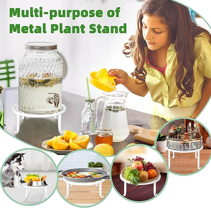 Plant Stands 5 Pack White Metal Plant Stand for Outdoor Indoor Plants Heavy Duty Flower Pot Stands for Multiple Plants Rustproof Iron Round Plant Shelf for Planter Potted Plant Holder for Garden Home