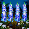 Solar Garden Lights, Solar Blue Delphinium Flowers Lights 4 Pack 80 LEDs, Waterproof Outdoor Light Two Lighting Modes for Outside Wedding Party Garden Yard Patio Lawn Decor