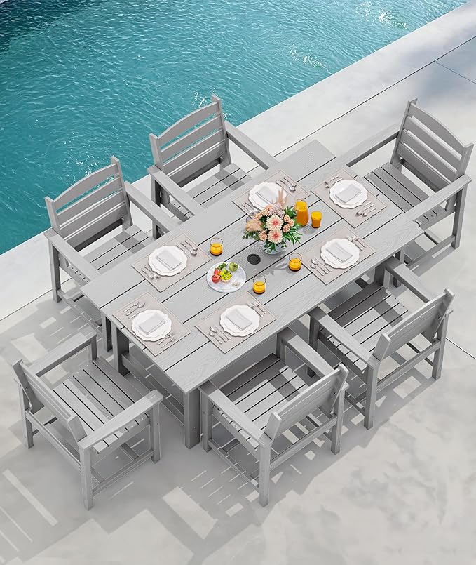 SERWALL Patio Dining Chair Set of 2, Light Gray