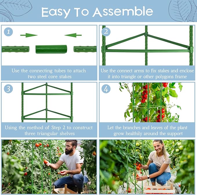 Legigo 6-Pack Tomato Cage for Garden Plant Support- Up to 63inch Garden Stakes Tomato Cage, Tomato Trellis for Potted Plants, Tomato Cages Plant Stakes for Climbing Vegetables Plants Flowers