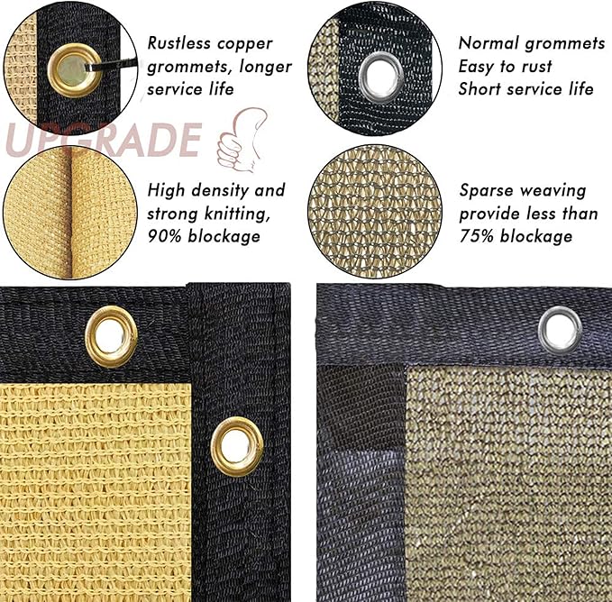 UPGRADE Privacy Fence Screen 6'x45' Sand Outdoor 90% Visibility Blockage 170 GSM Mesh Shade Cover Panels for Backyard,Balcony,Home Decoration with Zip Ties,Customized Avaliable
