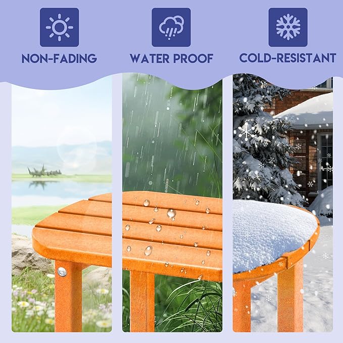 LZRS Outdoor Side Table - 2-Tier Adirondack HDPE Patio End Table for Pool, Porch,Balcony & Backyard,Weather Resistance for Indoor and Outdoor use(Orange)