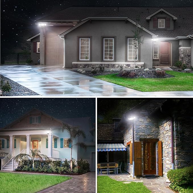 Olafus 80W Flood Lights Outdoor 2 Pack, Switch Controlled LED Security Lights 8000LM, 6500K Outside Floodlight, IP65 Waterproof Exterior Light Fixture for House, Yard, Garage, Wall/Eave Mount Black