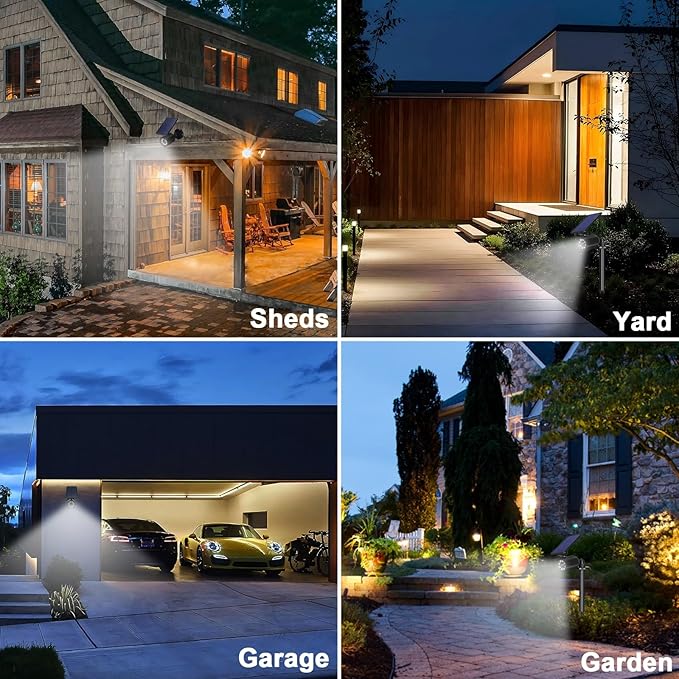 Solar Motion Lights Outdoor 2000LM Security Flood Lights IP67 Waterproof Spot Lights for Yard Porch Garage 1 Pack