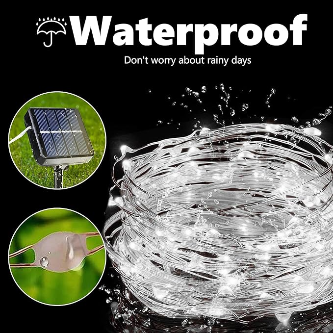 Joomer Solar Fairy Lights, 2-Pack Total 80FT 240LED Solar String Lights Outdoor Waterproof 8 Lighting Modes for Patio Fence Party Garden Yard Home Holiday Tree Outdoor Decoration (White)