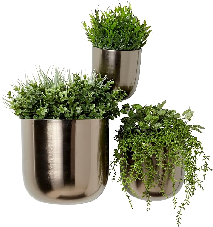Deco 79 Metal Indoor Outdoor Wall Planter Indoor Outdoor Floating Hanging Planter, Set of 3 Plant Hanger 9", 7", 6"H, Black