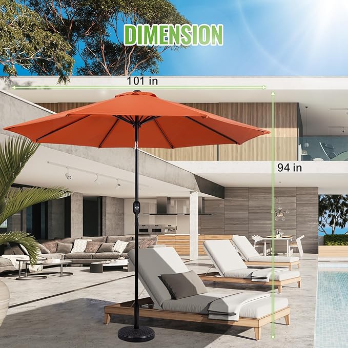 Backyard Expressions 9 ft. Patio Umbrella, Market Table Umbrella w/Tilt and Crank, 8 Ribs