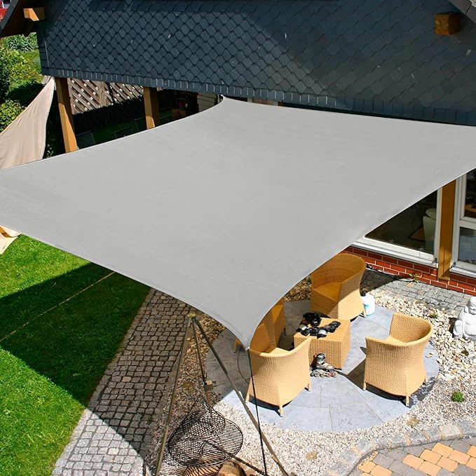 KANAGAWA Sun Shade Sail 10'x10' Gray Square UV Block Canopy Awning Shelter Fabric Cloth Screen for Outdoor Patio Garden Backyard Activities