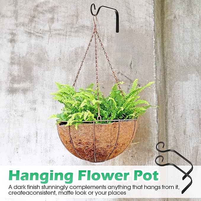 12 Pack Hanging Plant Bracket 7.3 Inches Metal Hook Decorative Straight Hanger for Bird Feeders, Wind Chimes, Flower Baskets, Planters Indoor Outdoor Wall