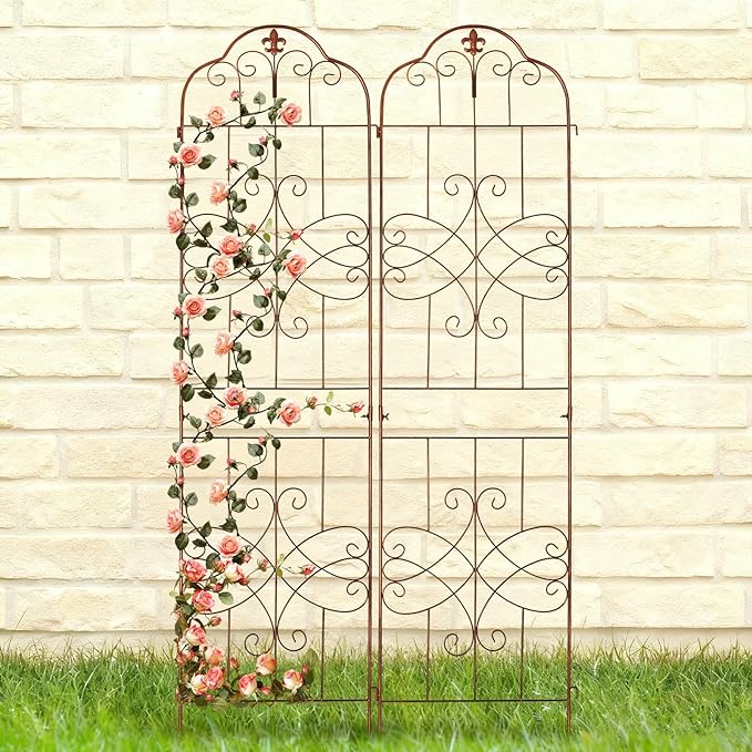 hogardeck 4 Packs 84 * 19 inch Metal Garden Trellis for Climbing Plants Outdoor,Heavy Duty,Coating Rustproof Trellis for Rose, Vegetable, Flowers, Expandable,Perfect for Training Climbing Plants