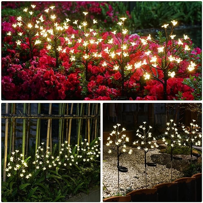 Solar Garden Lights Outdoor,Solar Lights Outdoor Decorative Waterproof for Outside 8Pack,160Led Solar Flowers Garden Decor, Yard Pathway,Patio Fairy Decorations,Gardening Gifts for Women Mom