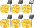 Brightown Outdoor Solar String Lights, 6 Pack 33Feet 100 Led Solar Powered Fairy Lights with 8 Modes Waterproof Decoration Copper Wire Lights for Patio Yard Trees Christmas Wedding Party (Warm White)