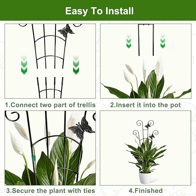 COOMIN 30'' Monstera Plant Support Outdoor, Metal Expandable Plant Supports for Indoor Plants, 4P Garden Trellis for Climbing Plants Indoor - Ivy, Pothos, Philodendron, Hoya