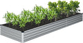 12x4x1FT Galvanized Raised Garden Bed Kit,Vegetable Boxes-Rectangle Metal Flower Box,Large Planter Raised Beds Outdoor Garden for Planting,Fruit,Herb-Silver