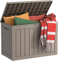 EasyUp 45 Gallon Outdoor Storage Box, Resin Waterproof UV-Resistant Deck Box, Reinforced Stability for Patio, Garden, and Poolside, Striped Gray
