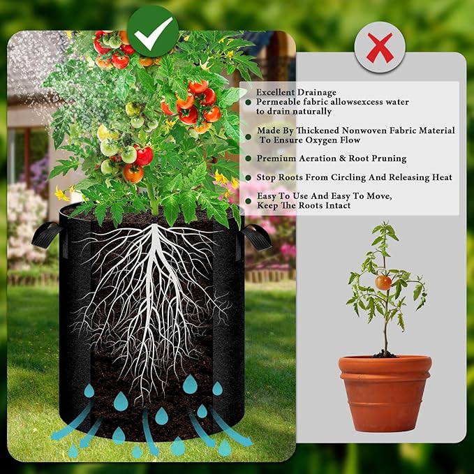 2 Pack 15 Gallon Potato Grow Bags with Pull-Down Harvest Window, Potato Bags for Growing Potatoes Heavy Duty Thickened Nonwoven Fabric Gardening Vegetable Growing Bags with Visible Window