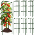 6 Pack Square Tomato Cages, 49.2" Large Upgraded Heavy Duty Steel Tomato Trellis Stakes, Garden Plant Support Cages Kit for Raised Garden Bed, Cucumber Trellis Vegetables and Climbing Plants