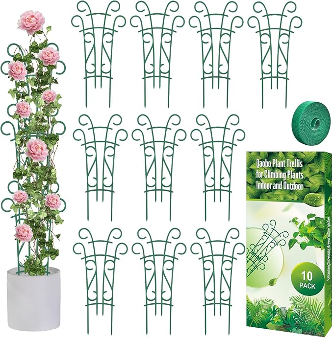 10 Pack Indoor Plant Trellis for Potted Plants, Stackable Garden Trellis for Climbing Plants Outdoor, Small Trellis for Houseplants Rose Hoya Pothos Plant Climber Support