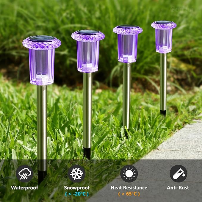 Halloween Solar Lights Outdoor 15 Pack Solar Pathway Lights Outdoor Halloween Decorations Waterproof Yard Lighting for Driveway Garden Walkway Path Landscape Lawn (Purple)