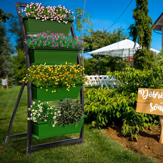 Outland Living 6-Ft Raised Garden Bed - Vertical Garden Freestanding Elevated Planter with 4 Container Boxes - Good for Patio or Balcony Indoor and Outdoor - Perfect to Grow Vegetables Herbs Flowers