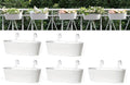 Dahey 5 Pcs Metal Iron Hanging Flower Pots for Railing Fence 15.7 Inch Hanging Bucket Pots Countryside Style Window Flower Plant Holder with Detachable Hooks for Garden Yard Home Decor, White
