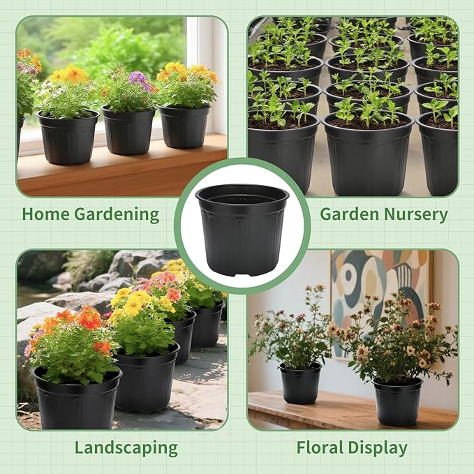 40 Pack 3 Gallon Nursery Plant Pots,10 Inch Plastic Garden Flower Seedling Planter Pot with Drainage Holes for Outdoor Indoor Plants,Gardening Gifts