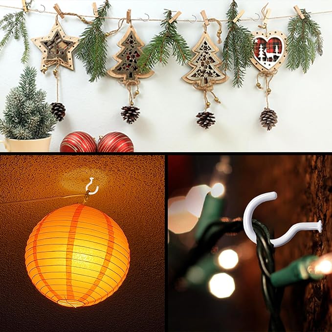 12 Pcs Ceiling Hooks for Hanging Plants, Cups, Utensils and Christmas String Lights, 1-1/4 inch Vinyl Coated Screw-in Plant and Cup Hooks for Wooden and Drywall with Anchors - White