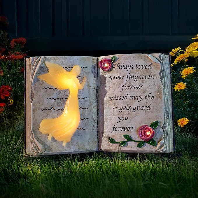 Outdoor Solar Angel Garden Stakes Lights - Praying Guardian Angel Figurines, Waterproof Memorial Grave Decorations Gifts for Cemetery Outdoors Lawn Yard Patio Home Decor