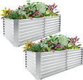 Land Guard 2 Pack 8×4×2ft Galvanized Raised Garden Bed Kit, Galvanized Planter Raised Garden Boxes Outdoor, Large Metal Raised Garden Beds for Vegetables (Silver)