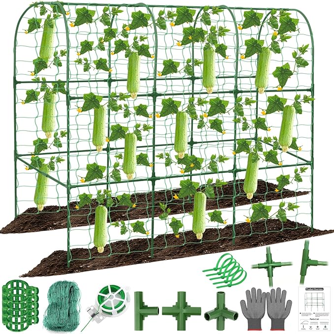 Cucumber Trellis for Raised Bed 51 x 50 Inch U-Shape Garden Trellis for Climbing Plants Outdoors Metal Garden Cucumbers Arch Trellis, Cucumber Plant Support for Tomato, Pea, Zucchini, Vine Flower