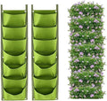 LITLANDSTAR Hanging Planter Bags, 2 Pack 7 Pocket Hanging Vertical Wall Planter Planting Grow Bags Outdoor Indoor Gardening Vertical Greening Flower Container, Planting Bags Storage Bags(Green)