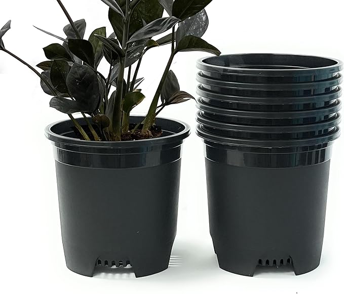 Cotta Planters 2 Gallon Black Nursery Pot Plastic 6-Pack Planter Pots Pot Liners for Outdoor Indoor Plants Gardening Flower Pots with Drainage Holes