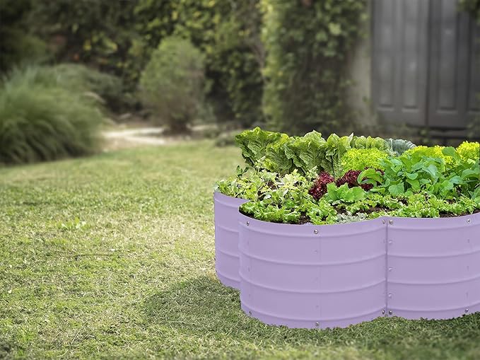 Plant & Plot Galvanized Raised Garden Beds Outdoor // 3×3×1 ft Planter Raised Beds for Gardening, Vegetables, Flowers // Large Metal Garden Box (Lavender) // Patented Tool-Free Design