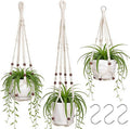 YIBOT 3 Pack Macrame Plant Hangers Indoor Different Size Hanging Planter Basket Flower Pot Holder with Beads No Tassels 35"/29"/23"(POTS NOT Included)