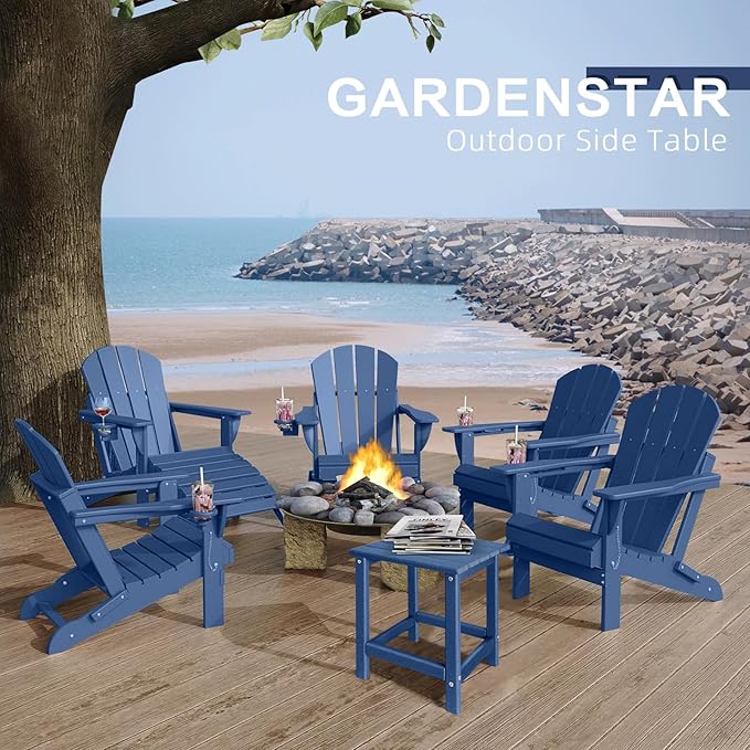 Outdoor Side Tables Adirondack, HDPE Small Table for Patio,Outside End Table for Porch, Deck, Pool, Weather Resistant/Easy Maintenance
