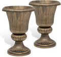 Athena Collection 20''H Bronze Garden Plastic Urn - Vintage Tall Large Planter for Indoor Outdoor Patio Porch, 2 Pieces Flower Pot, Bronze