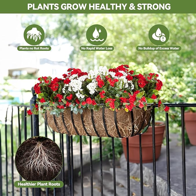 3Pcs Trough Coco Liner 24" Coco Coir Liners for Planters, Liners for Window Boxes Liners, Wall Basket Planters, Railing Hanging Baskets, Garden Planter Baskets